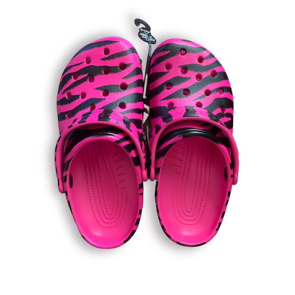 Crocs pink zebra animal clog sandal Women's size 5